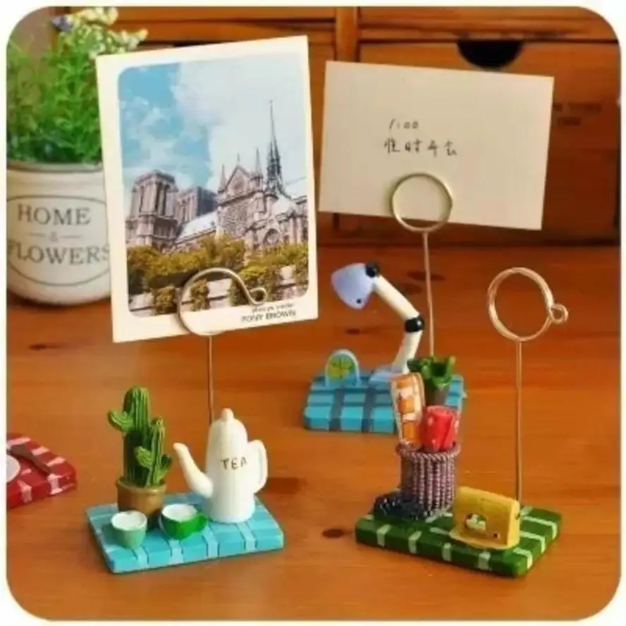 2026 Creative Message Folder Notes Photo Frame Desktop Clip Card Holder Sticky Decor Picture Holder Office Desk Ornament Gift