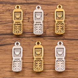 10PCS 8*27mm 2 Color Cellphone Mobile Charms Pendant Metal Alloy DIY Necklace Bracelet Earrings Marking