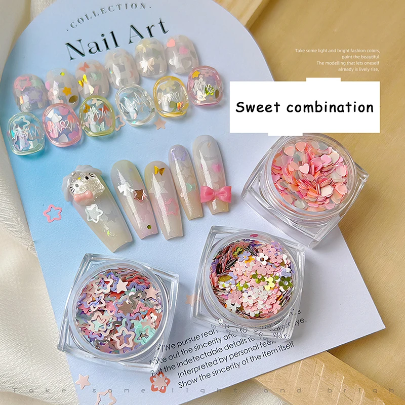 Nail Art Pailletten Zes Vormen Glitter Zoet Meisje Accessoires Manicure Benodigdheden Kleurrijke Sticker Make Up DIY Decals Decoratie