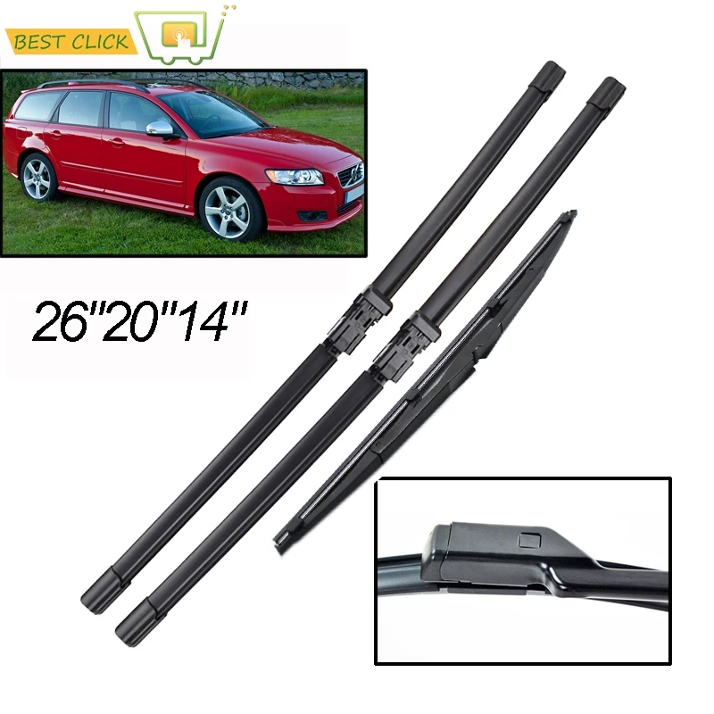 Car Windshield Windscreen Wiper Blades For Volvo V50 Wagon 2007 2008 2009 2010 2011 2012 2013 Front Rear Window Wiper Blades