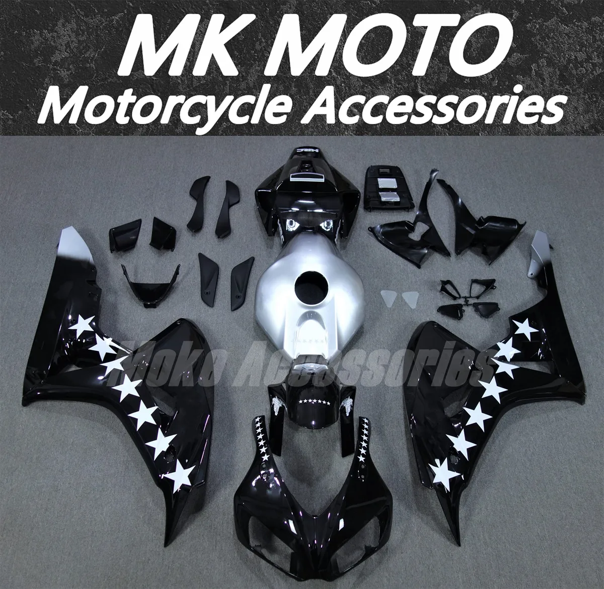 

Moke moto Motorcycle Bodywork Set For Cbr1000rr 2006-2007 Fairings Kit Fit High Quality ABS Injection New Silver bright Black