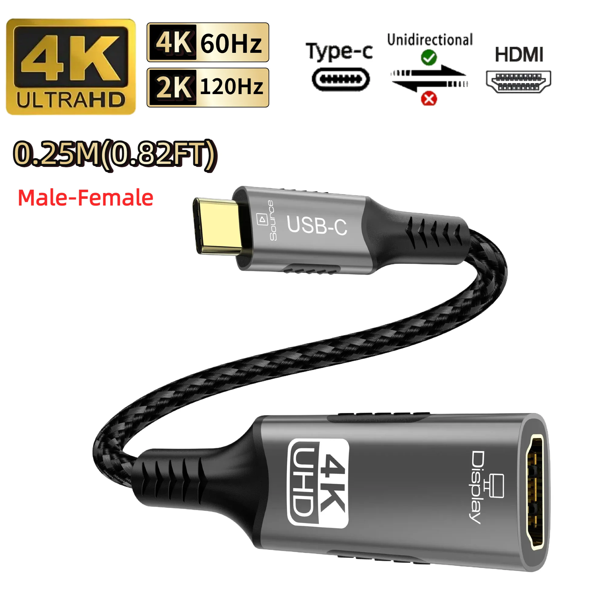 Type C naar HDMI-kabel 8K@60Hz 4K@120Hz 2K@240Hz USB C naar HDMI 2.1-snoer Compatibel voor TV-converter MacBook iPad Samsung Galaxy