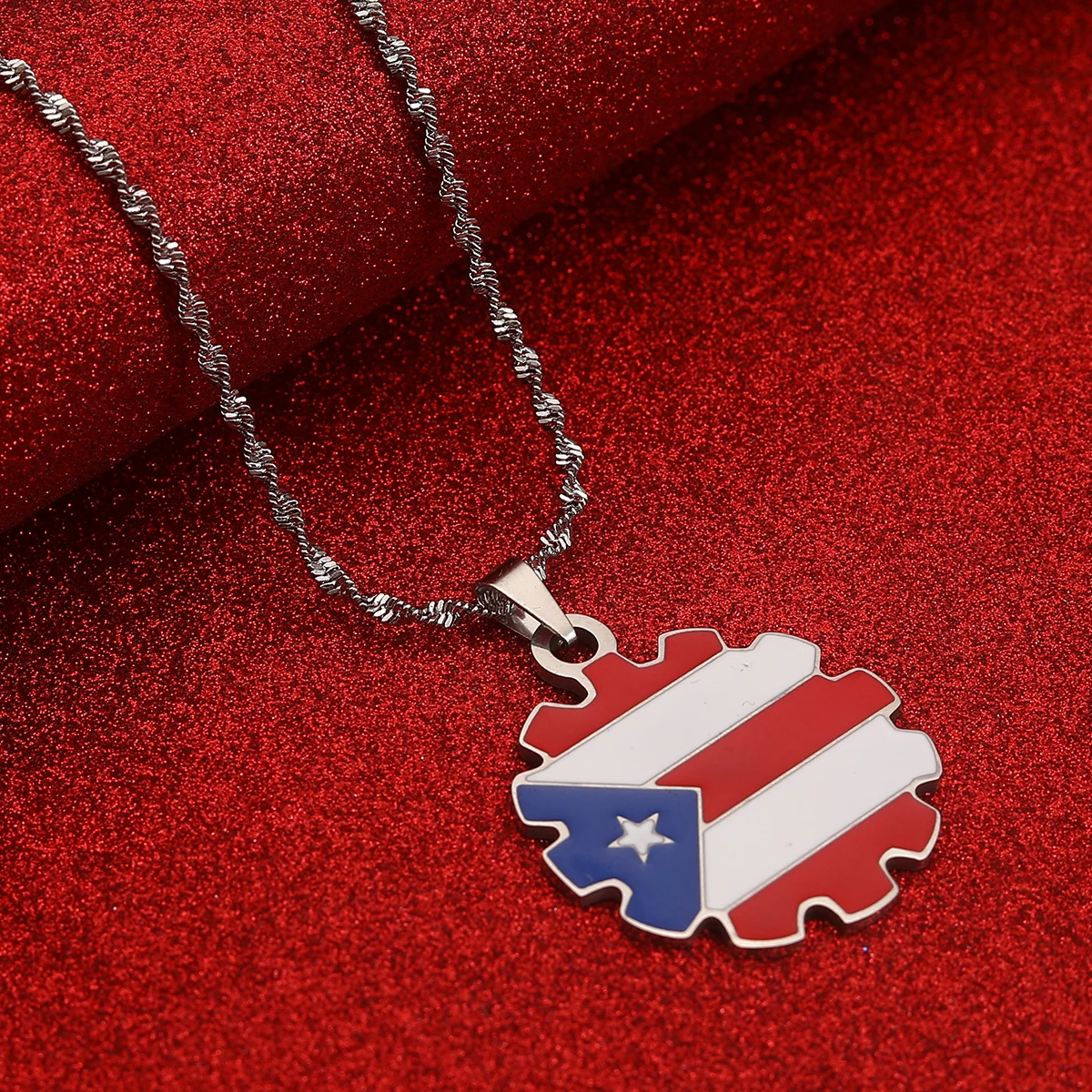 Puerto Rico Map Flag Pendant Necklaces Stainless Steel Gold/Steel Color Puerto Ricans Patriotic Jewelry For Men Women Gifts