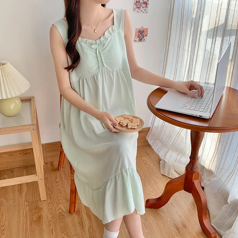 Pajama Dress, Summer French Home Princess Style, High-end Cotton Pajamas, Women's No Wear Underwear, One Piece Skirt New Models