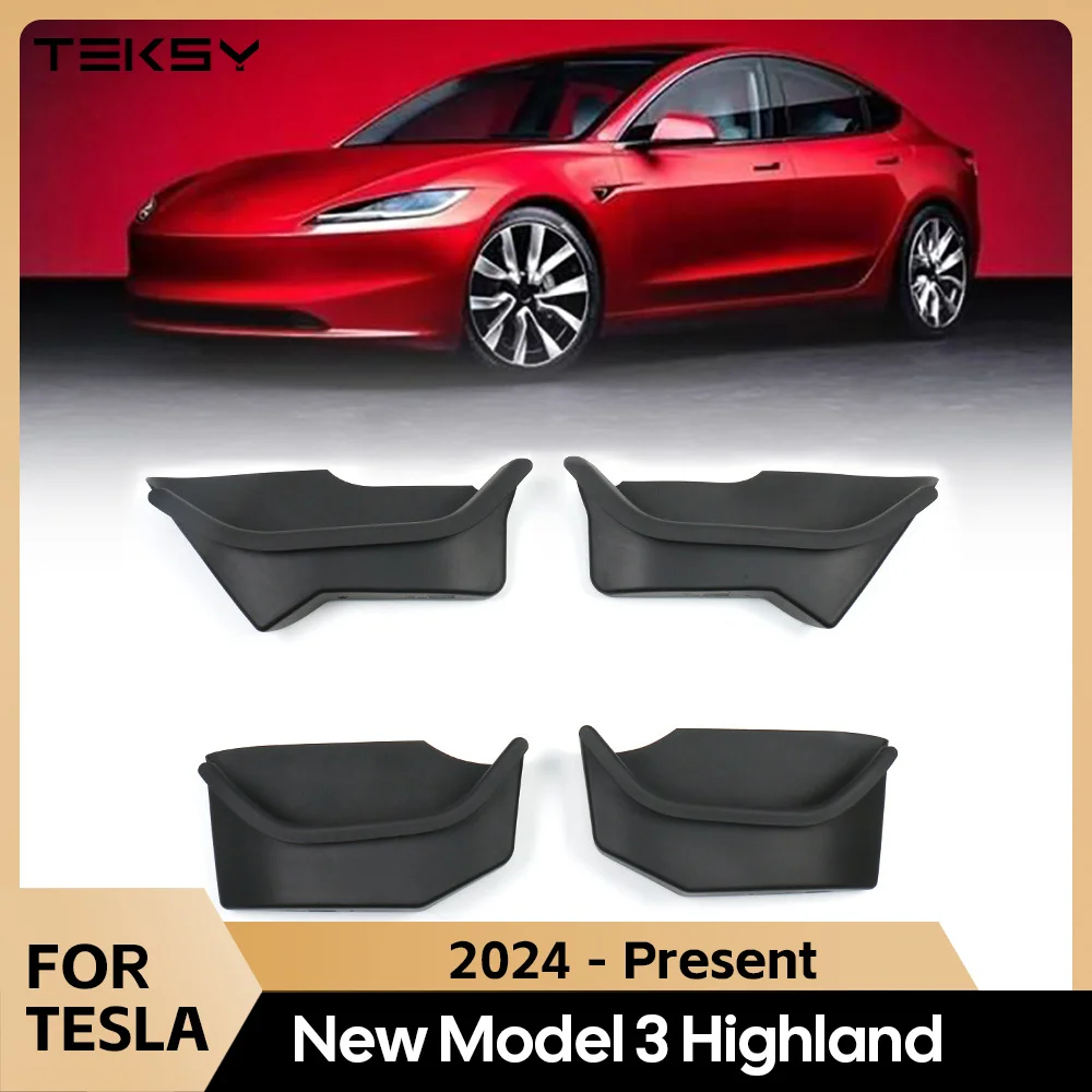 For Tesla New Model 3+ Highland 2024 Rear Full Storage Box Door Handle Armrest Tray Organizer Silicone Cover Car Accessories