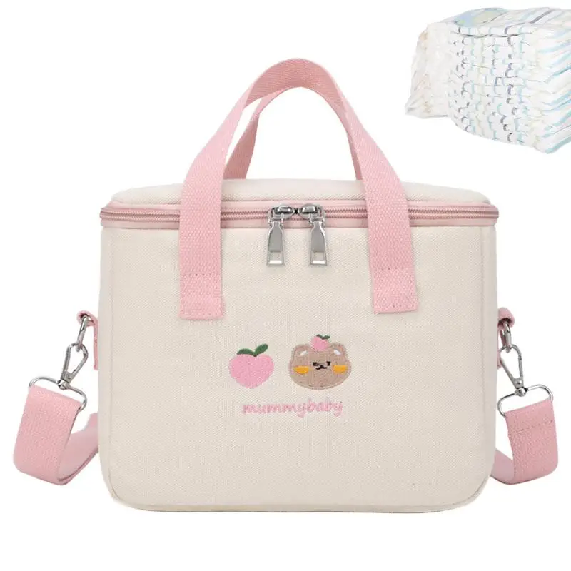 Diaper Tote Bag Cute Multifunctional Mommy Bag Diaper Bag Large Capacity Storage Bag With Insulation Layer Compartment