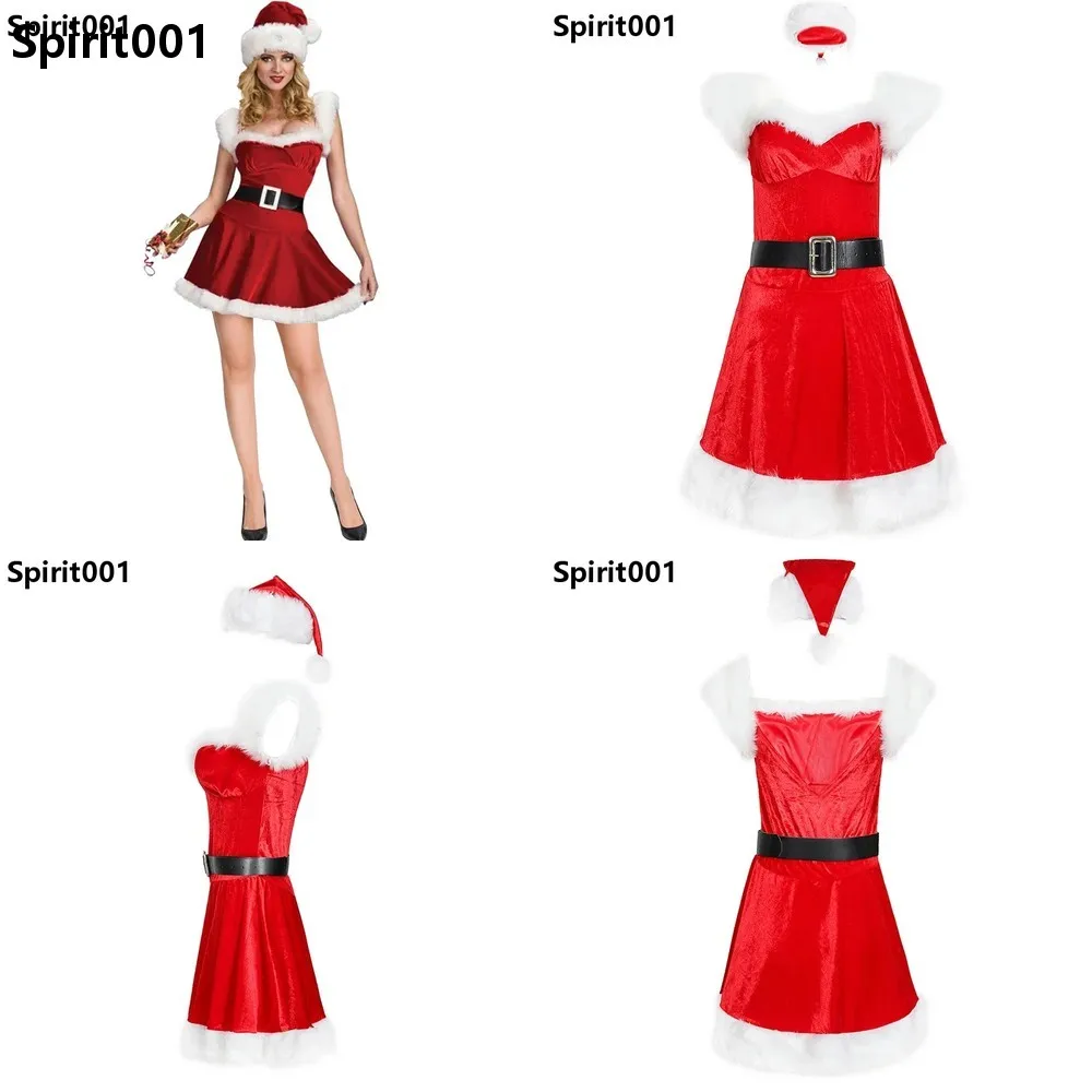 

Santa Claus Cosplay Costume Velvet Red Masquerade Party Dress Winter Christmas Suit