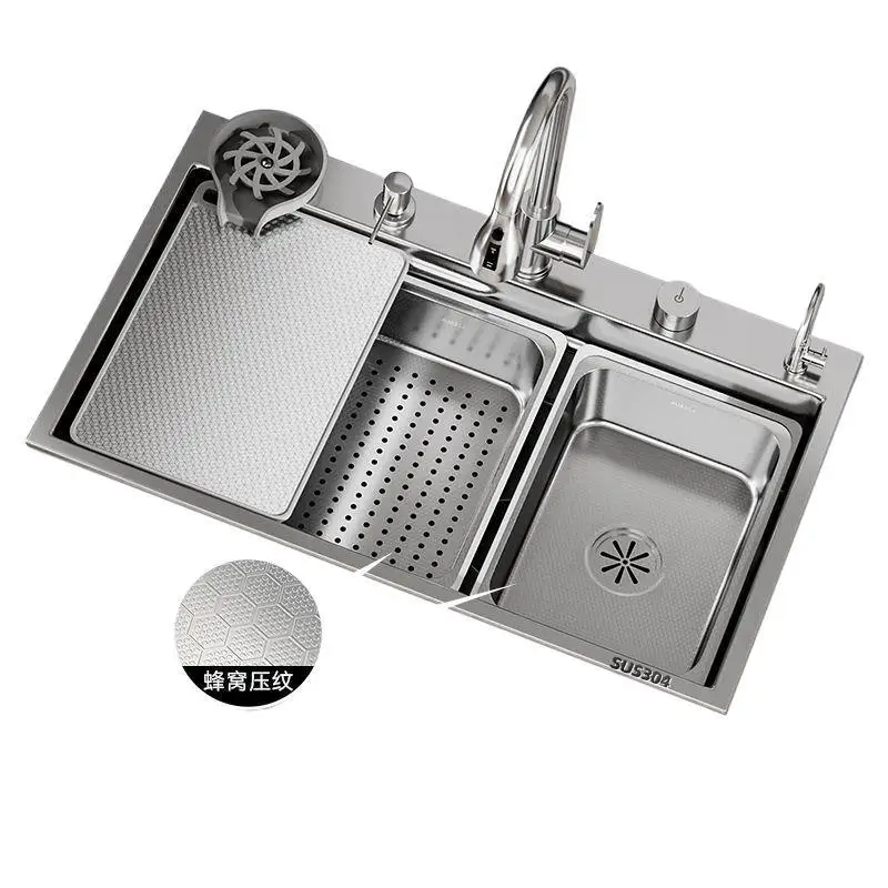 

Extra thick, honeycomb, embossed, kitchen sink narrow side large single slot