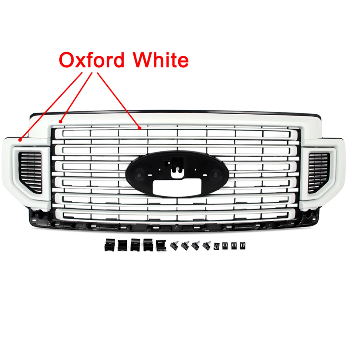 Magickit Front Grill Assembly Replace For Ford F-250 F-350 F450 Super Duty 2020 2021 2022 Front Bumper Grille Oxford White Z1/YZ