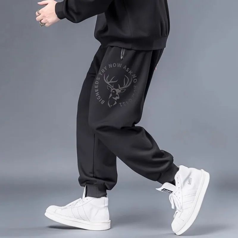 

Мужские спортивные брюки больших размеров, осенние и зимние повседневные брюки, свободные спортивные брюки с эластичной резинкой на талии