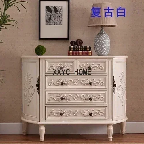 Stijl Halve Cirkel Huis Entree Chinese Stijl Massief Houten Ladekast Dressoir Retro Geschilderde Complete Set