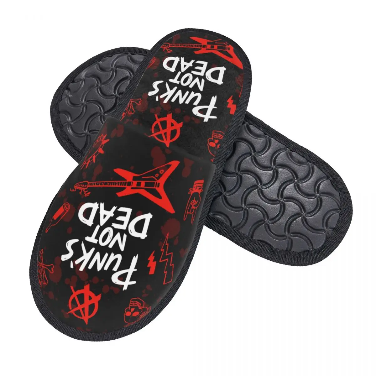 Custom Heavy Metal Punk Rock Music Guest Slippers for Bathroom Women Custom Print Punks Not Dead House Slipper