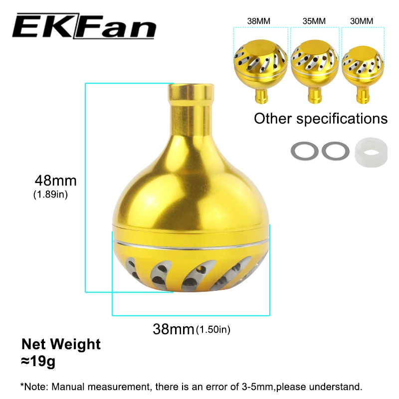 EKFan 32/35/38mm Angelrollenknopf aus Aluminiumlegierung für A/S/D mit Lagern, 4mm Schaft, Spinnrolle, Baitcasting-Rolle, DIY-Werkzeug – Detail 1