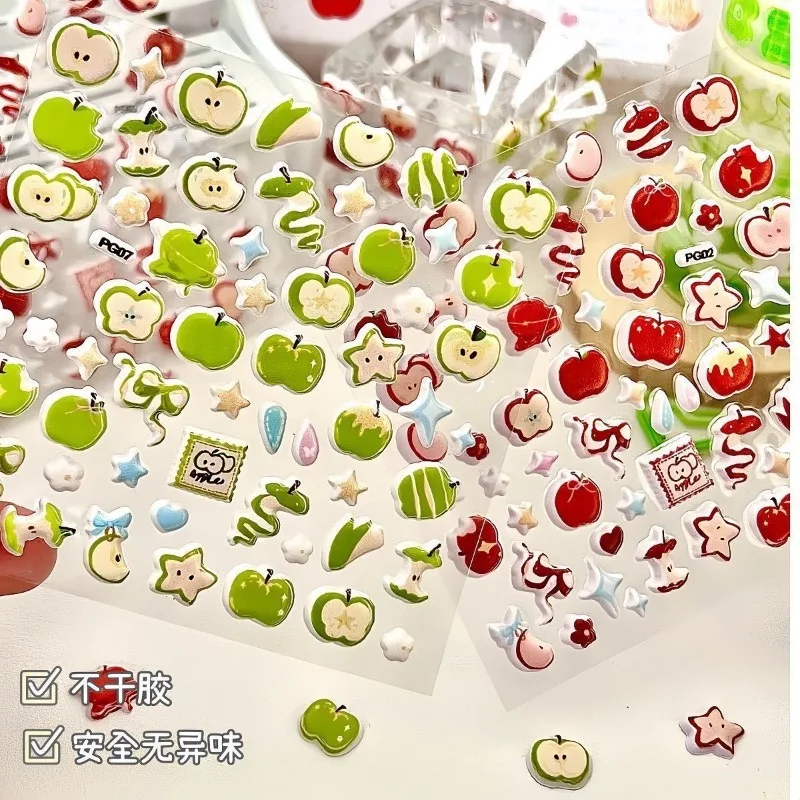 Pegatinas hinchadas 3D de fruta de ensueño, calcomanías estéticas en relieve de burbujas para funda de teléfono, decoración de cámara, suministros minimalistas para diario