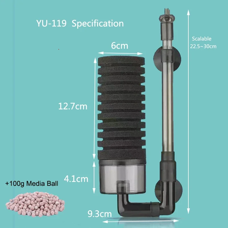 NONE Neuer Aquariumfilter für Aquarium, Luftpumpe, Skimmer, biochemischer Schwammfilter, Aquarium-Bio-Filter, Filtro Aquario 4