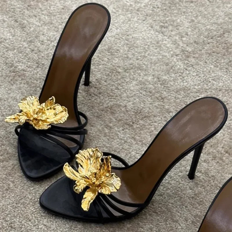 زهرة عالية الكعب امرأة النعال الصيف أحذية أنيقة خناجر مثير مضخات الفاخرة النساء الصنادل 2025 المرأة الوجه يتخبط #3