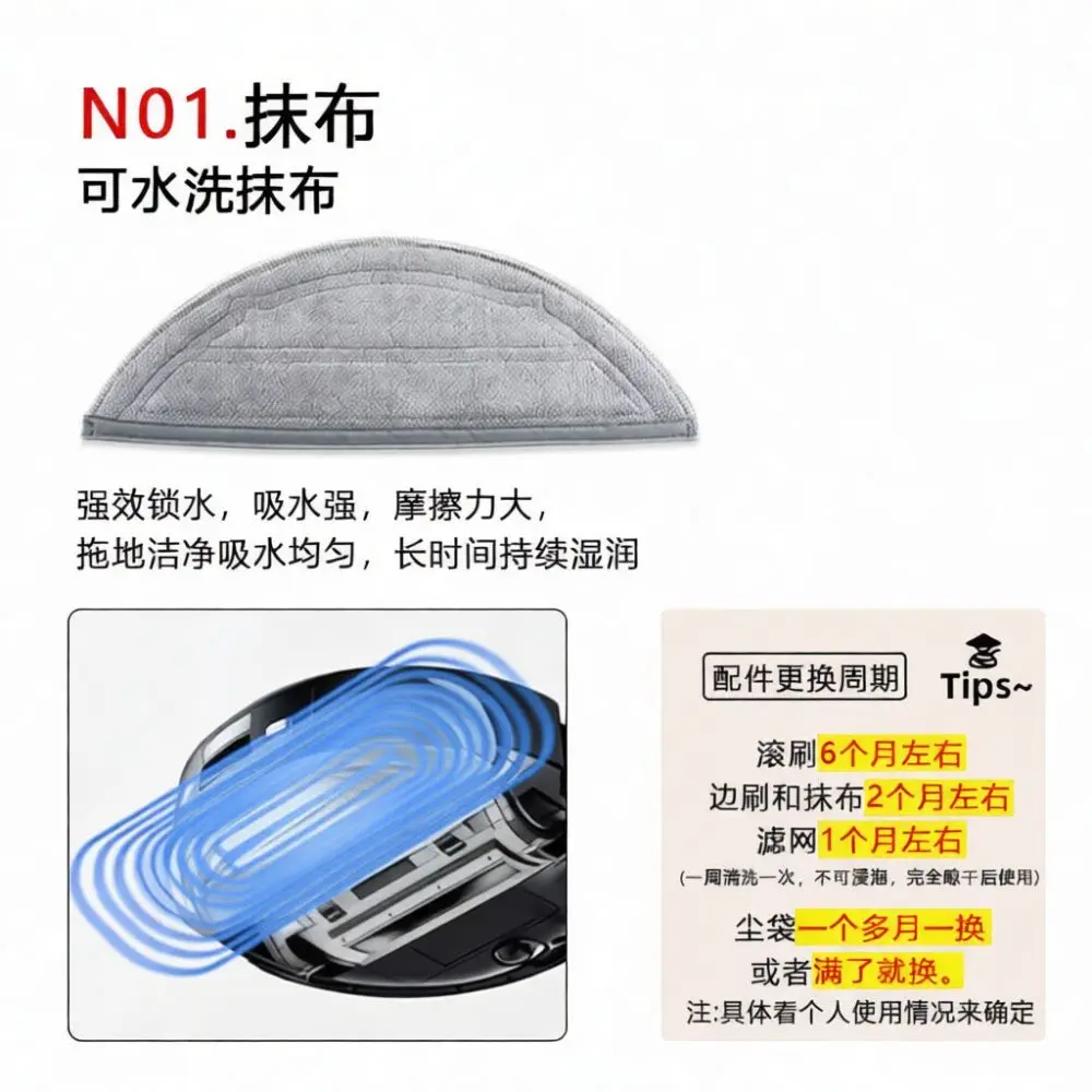 Accessory Kit For Roborock Q10 S5 Q10VF Robot Vacuum Cleaner Replacement Filters Mops Main Brushes Side Brushes Repair Tools