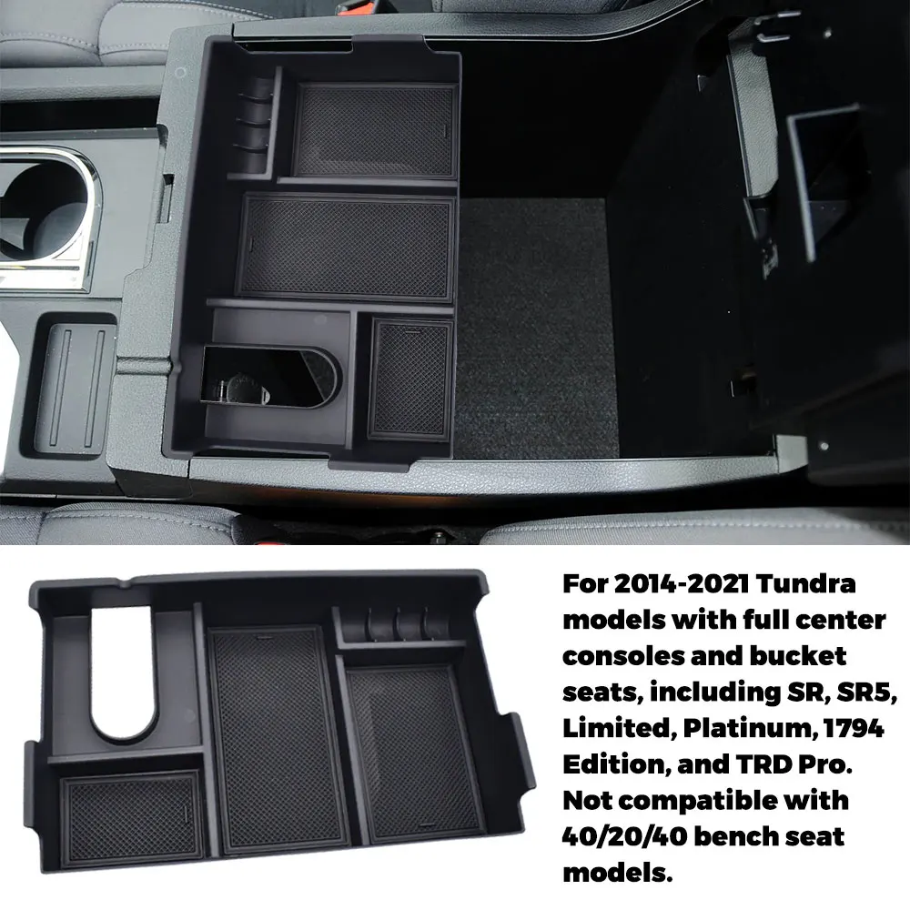 

For Toyota Tundra 2007-2020 For Toyota Sequoia 2008-2020 Center Console Organizer Tray Car Armrest Storage Box Auto Accessories
