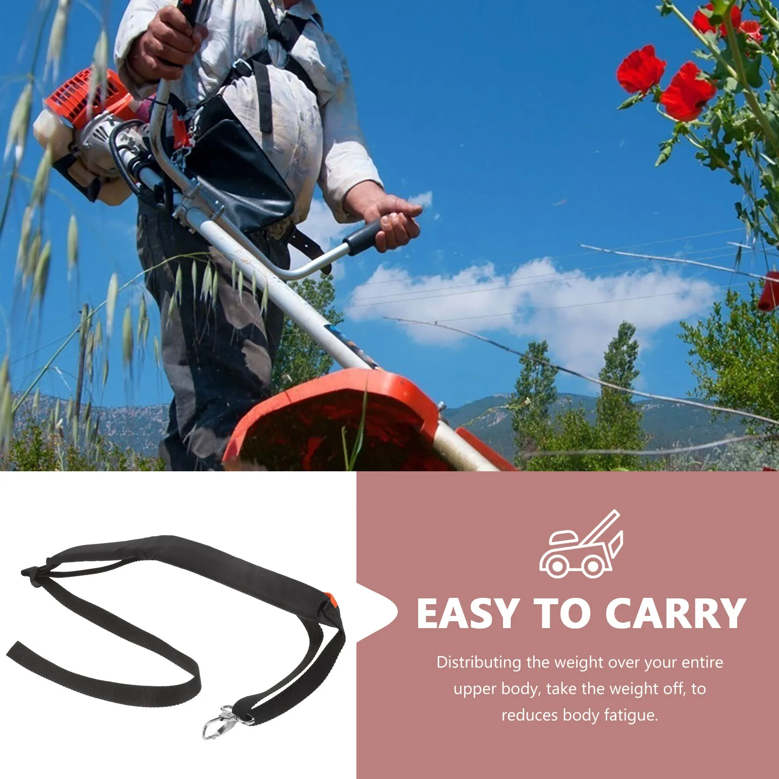 

Mower Shoulder Strap Breathable Wear Resistant Nylon Adjustable Heavy Duty Lawn Trimmer Strap Carrying Belt Reduce Fatigue