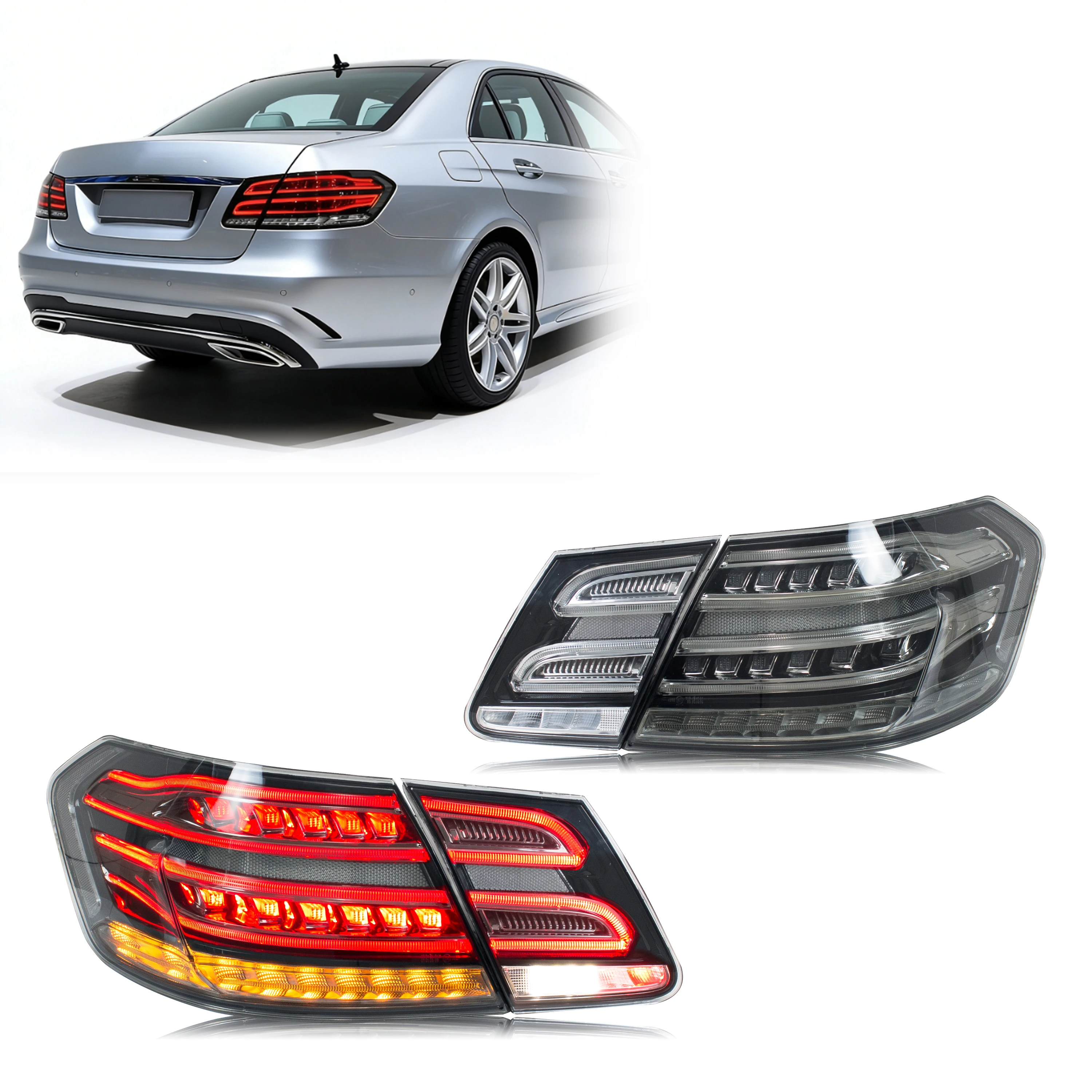 LED-Rückleuchten Kompatibel mit Mercedes-Benz E-Klasse W212 Limousine 2009-2013 Heckleuchten-Set [Nicht für Coupé geeignet]