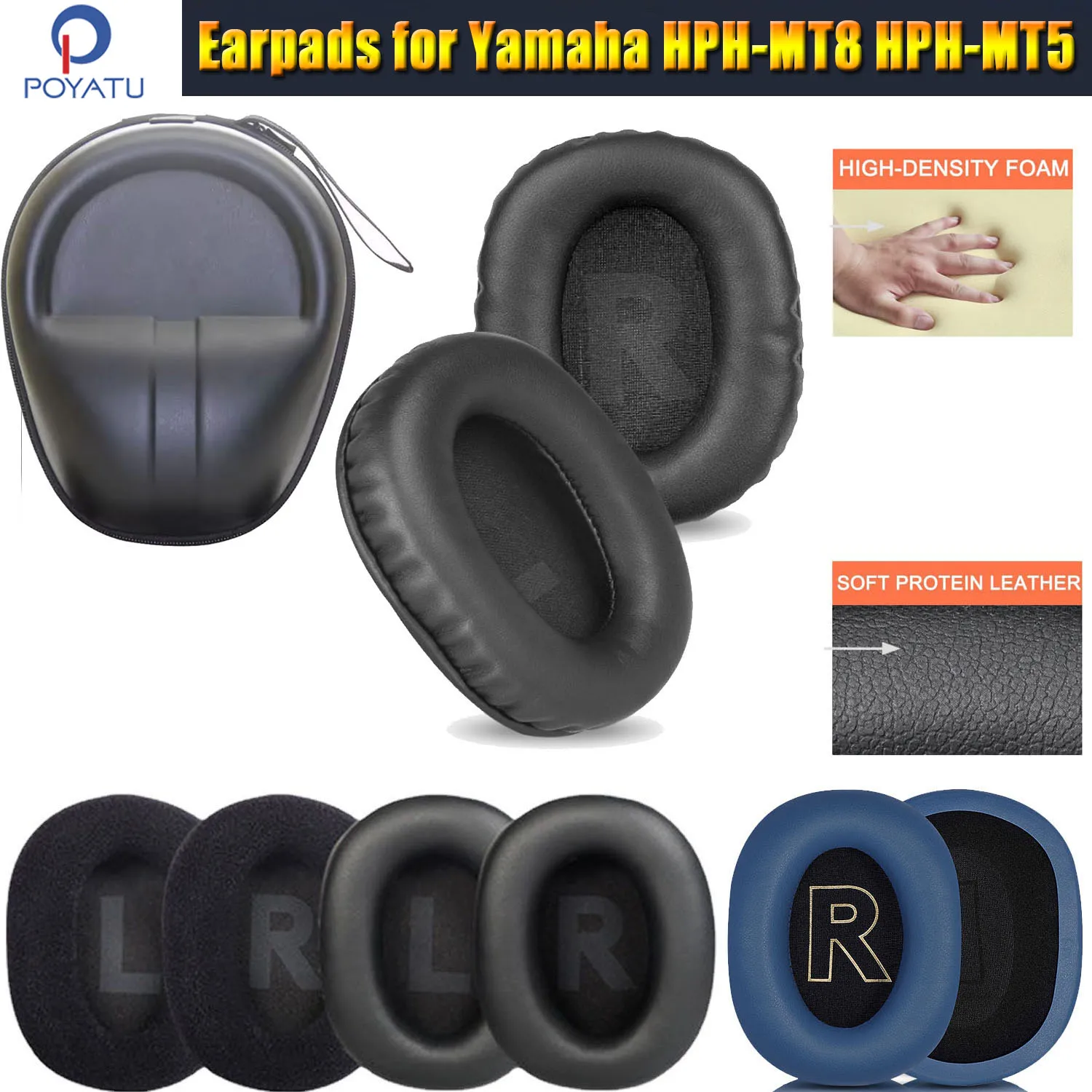 HPH MT5 MT8 Ohrpolster für Yamaha HPH-MT8 HPH-MT5 Kopfhörer, Memory-Schaum-Ohrpolster, Kissen, Ohrenschützer, Ersatzteile und Kopfhörerhülle