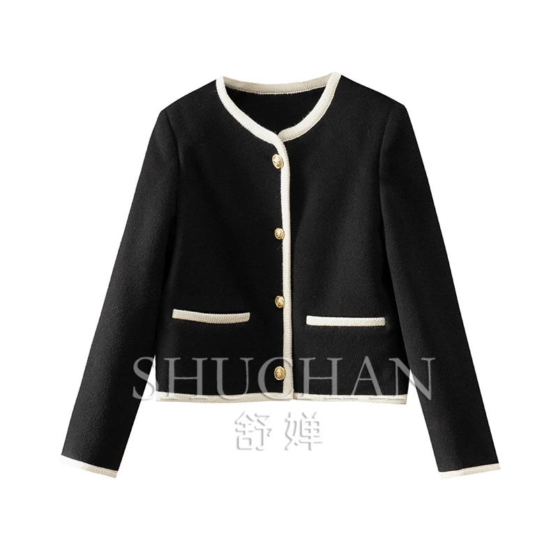 

Wool Cashmere Rabbit Double-sided Short Coat Jacket Women Casaco Feminino Inverno 2024 Women Coat