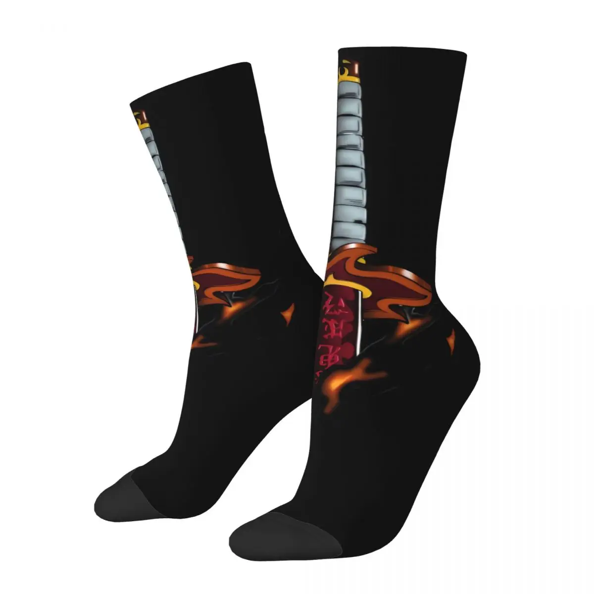 Anime Rengoku Kyoujurou DEMON SLAYER cosy Unisex Socks,Outdoor Happy 3D printing Socks,Street Style Crazy Sock