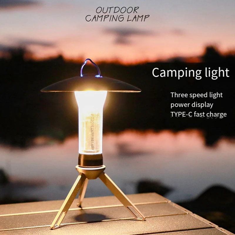 Portable Outdoor Camping Lamp Outdoor Portable Lamp USB Charging Tripod Bracket Detachable