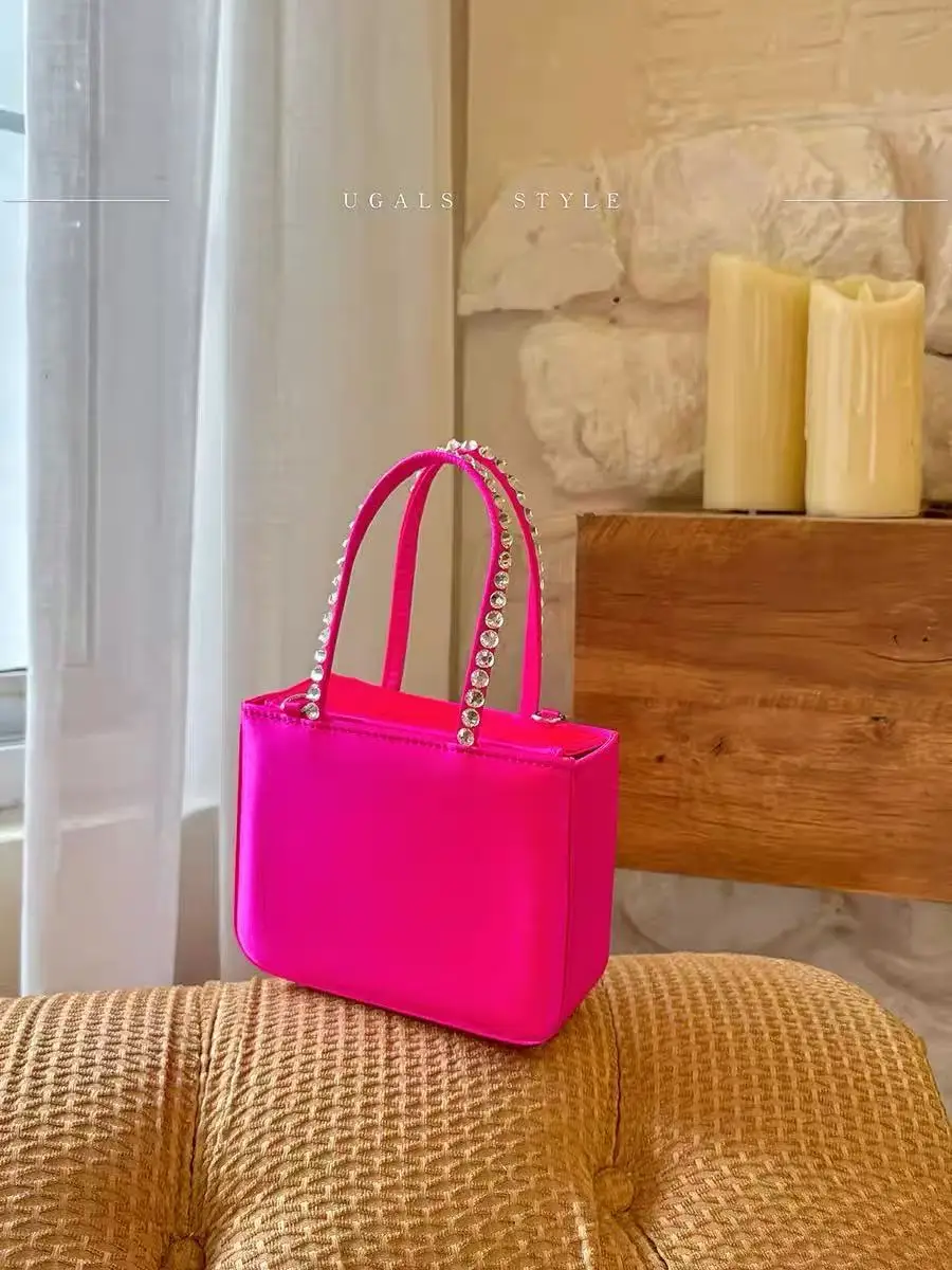 

Luxury Satin Square Bag Glitter Diamond Fashion Clutch Purse Women Handbag Wedding Party Banquet Bag Shoulder Crossbody Bag