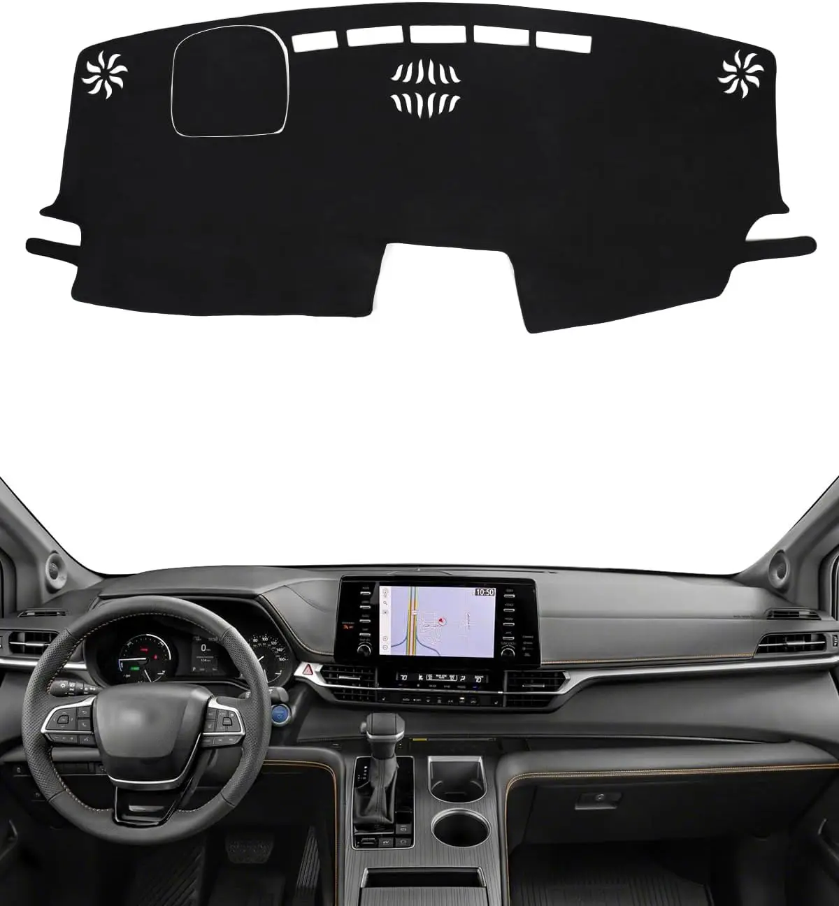 

Dash Cover for Toyota Sienna 2021-2025 Accessories Black Flannel Dashboard Cover Mat Car Dashboard UV Sun Protection