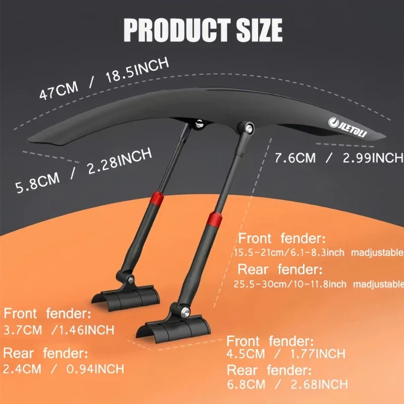 Adjustable High Toughness Mountain Bike Mudguards Wear Resistant Non Breakable 26-29INCH Bicycle Fender Cycling Accessories