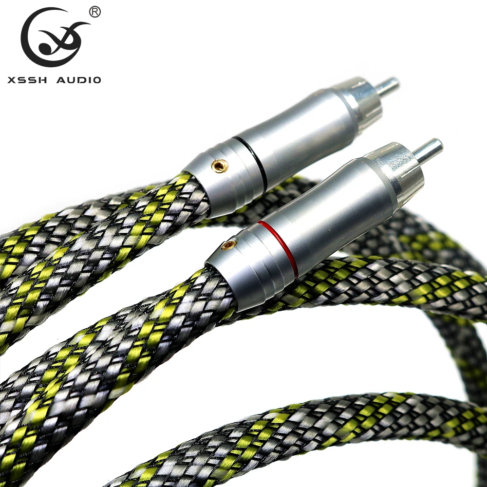 

YIVO RCA к RCA XSSH DIY OEM Музыкальный инструмент 2-ядерный чистый медный OFC Shield 2RCA Удлинительный кабель аудиосигнала Линейный шнур