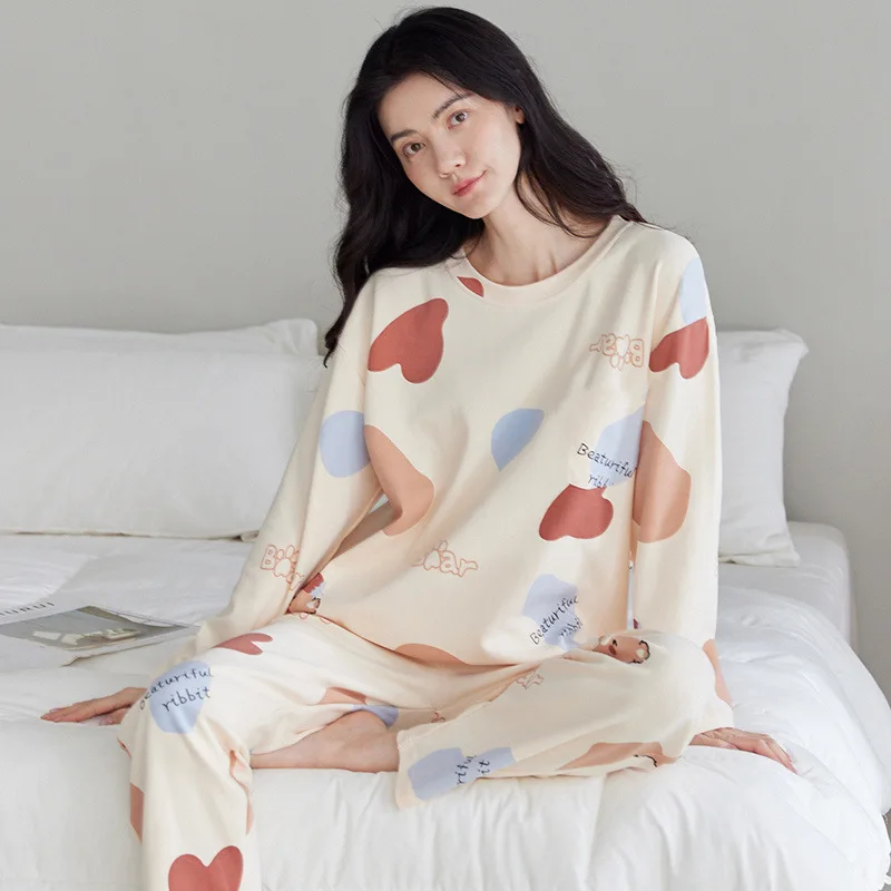 Women\'s Two-Piece New Pajamas Maternity Pajamas Spring And Autumn Monthly Clothing Home Wear Leisure Suit Nursing Clothes