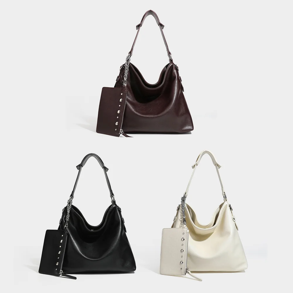 Large capacity bucket tote bag for women 2026 new autumn and winter light luxury niche high-end commuting shoulder bag crossbody