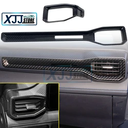 2PCS Carbon Fiber Style Car Center Dashboard Panel Trim Cover Fit for Ford Mustang 2024 2025 Interior Decoration Accessories