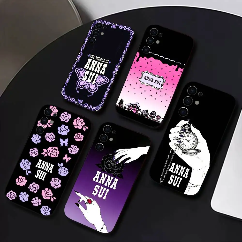 

Brand A-ANNA S-SUI Phone Case For Samsung S25,S24,S21,S22,S23,S30,Ultra,S20,Plus,Fe,Lite,Soft Black Cover