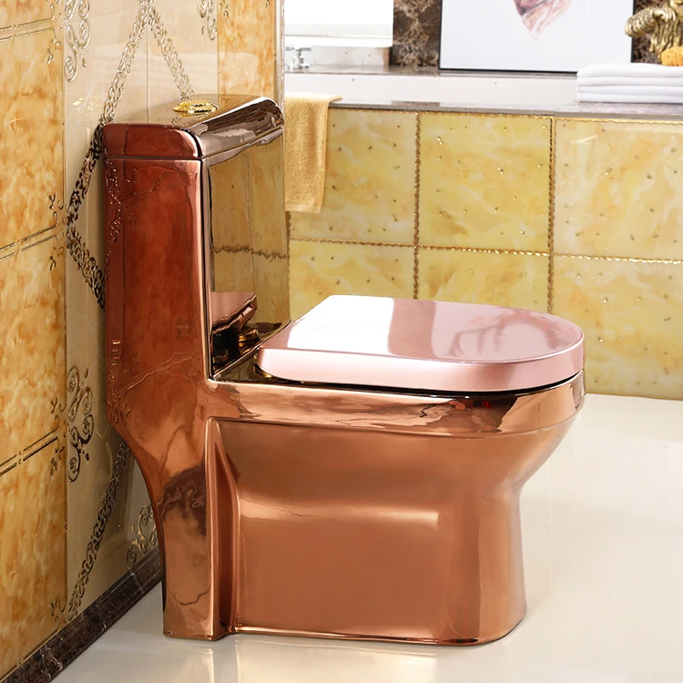 Bathroom Ceramic Rose Golden Sanitary Wares One Piece Rose Gold Toilet Wc