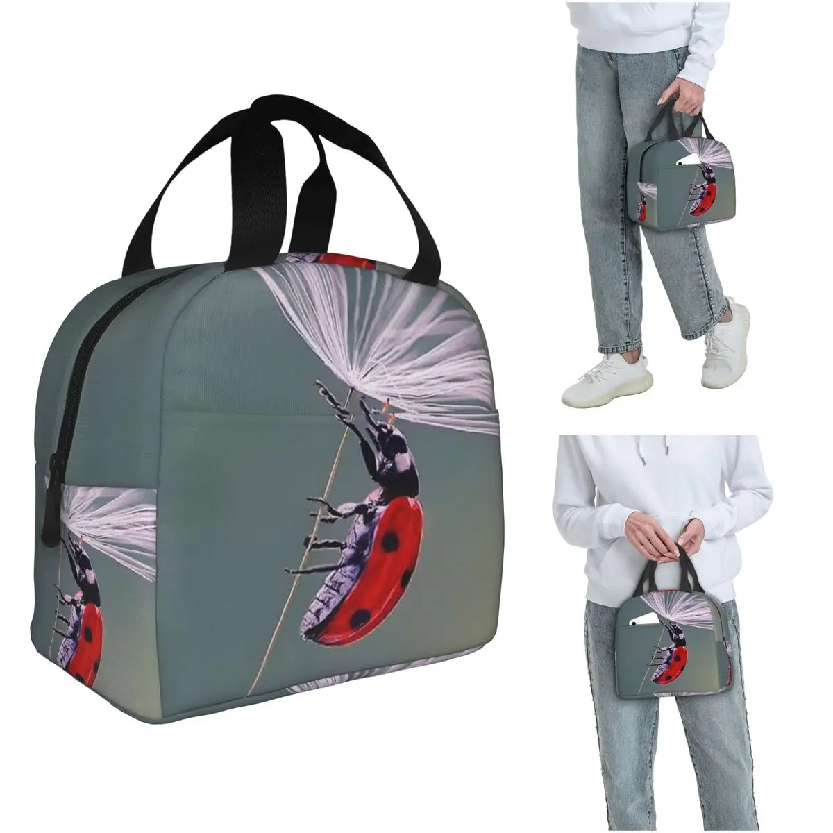 

Симпатичная термосумка для обеда с дизайном божьей коровки и одуванчика для женщин и детей, портативная термосумка для еды, термосумка-тоут