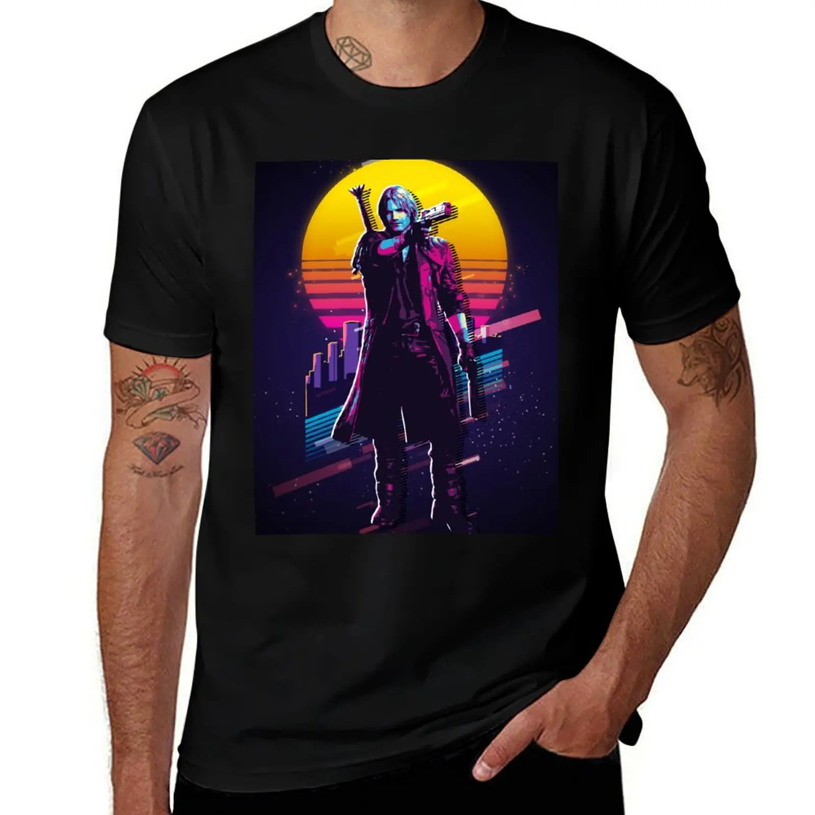 Devil May Cry - Dante (80s Retro) T-Shirt Soft Anti-Shrink Cotton Tee T-Shirt