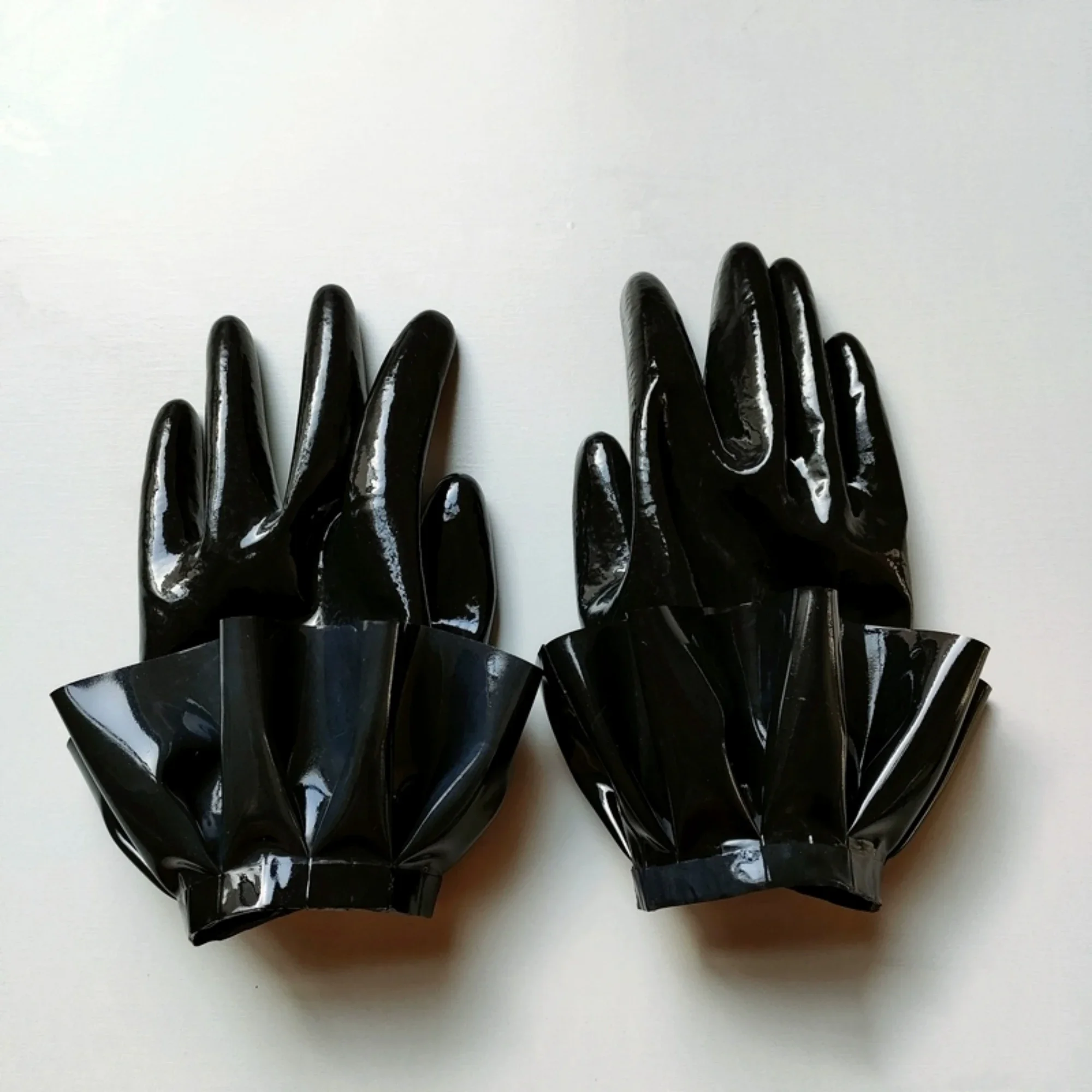 Luvas curtas de látex puro natural, luvas de cinco dedos, luvas de babados Sweet Girl Lolita, luvas de cosplay