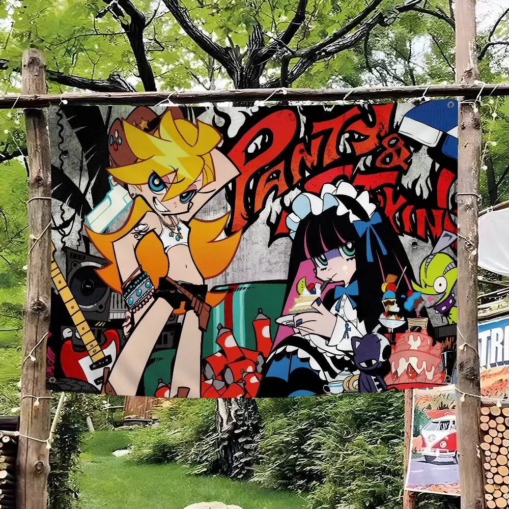 Classic Anime P-Panty S-Stocking W-With G-Garterbelt Retro Flags Multiple Choice Living Studio Booth Interior Decoration Banner