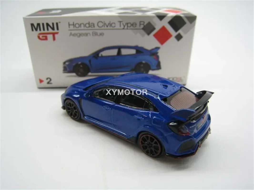 TSM MINI GT 1:64 For Honda Civic Type R FK8 Metal Diecast Model Car Gifts Display Blue/White