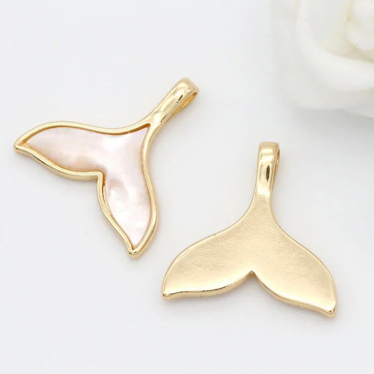 18x18MM Whale Tail Pendant Charms For Jewelry Making DIY 14K Gold Color Plated Bracelets Necklace Earrings Findings Components