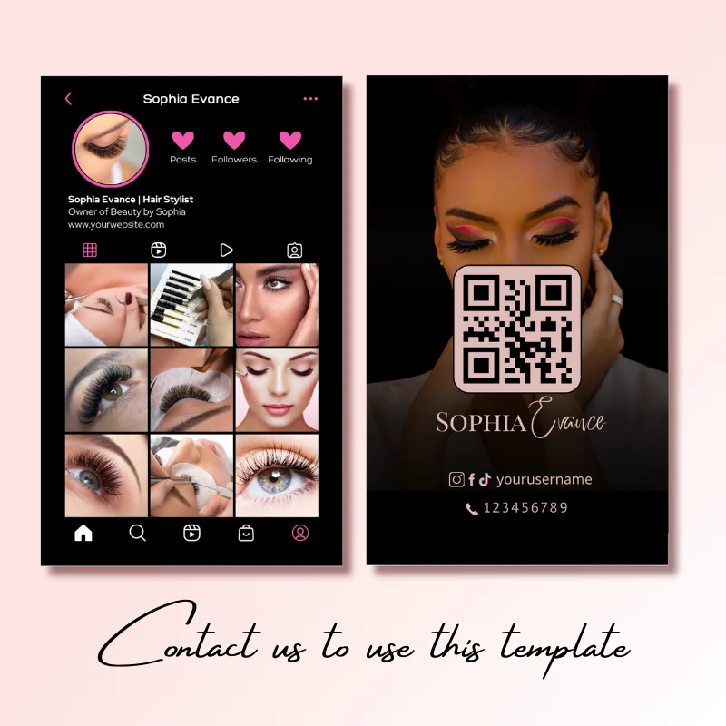 DsgnTouch Glossy Business Card Template Design for Instagram hair and nail salon loyalty card for Beauty Artist Canva Templates