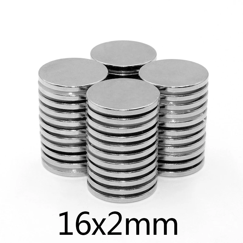 10-200pcs 16x2mm NdFeB super Strong circle Powerful Magnet Round sheet Magnets N35 16*2mm Neodymium rare earth magnetic  micro