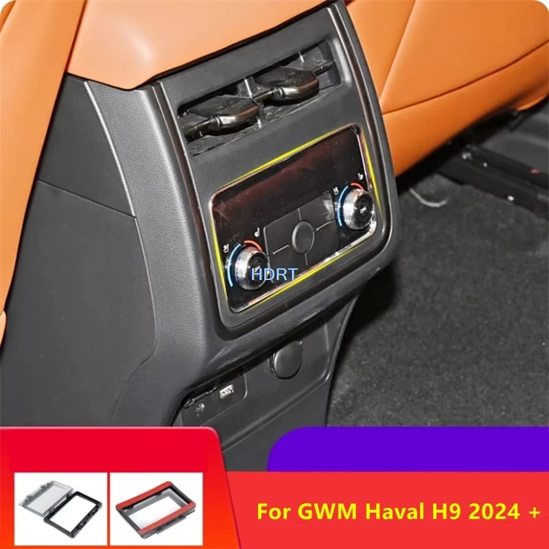Car Styling Rear Air Conditioning Vent Outlet Switch Armrest Box Anti Kick Transparent Cover Accessories For GWM Haval H9 2024 +