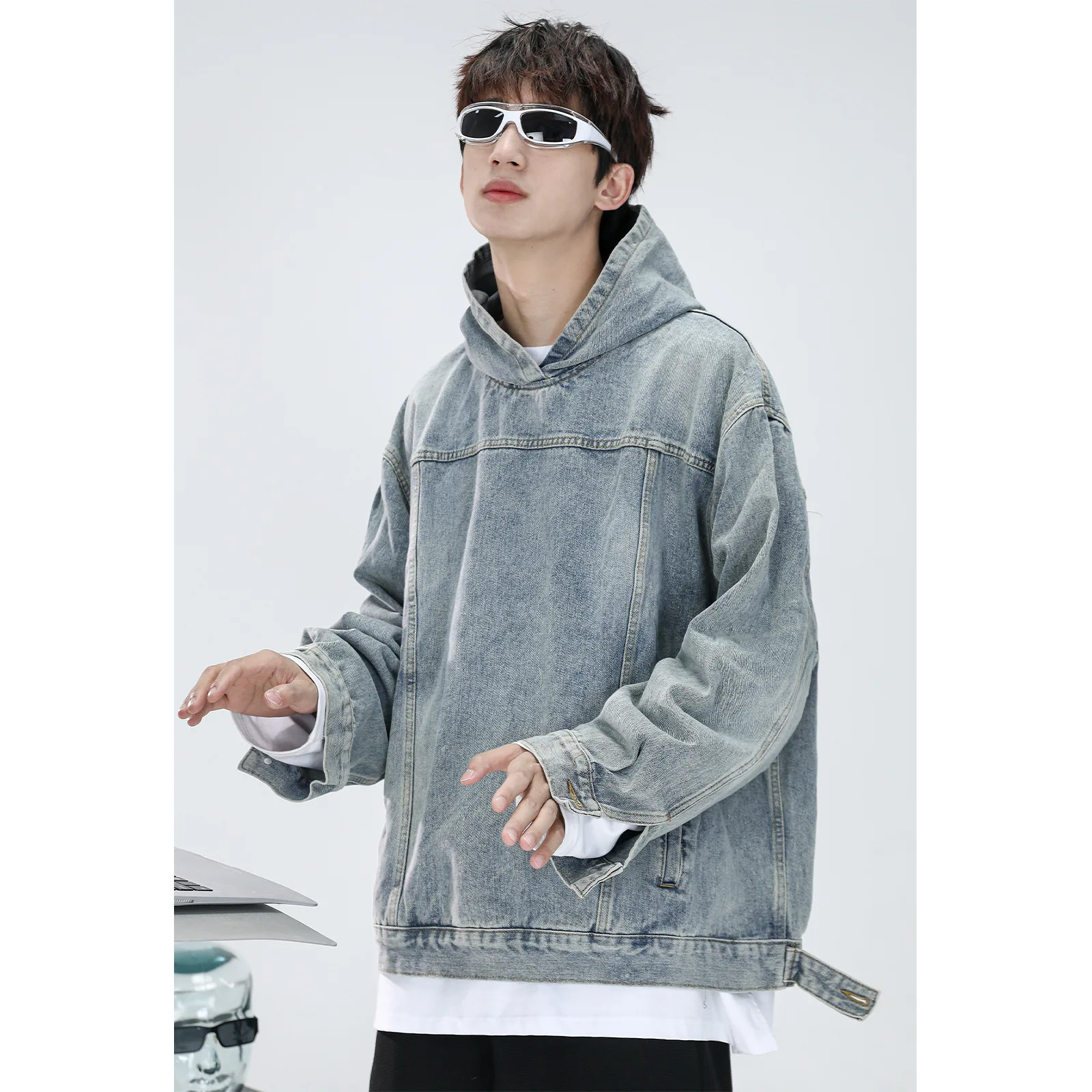 

Men's Clothing Sweatshirts Korean Reviews Many Clothes Spring New Denim Hoodie Jacket Make Old Washed Vintage Trendy Loose Tops