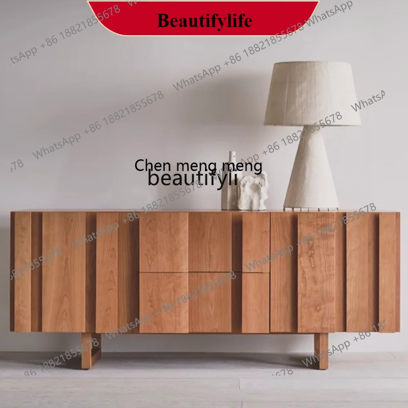 

G153 Medieval wabi sandy solid wood TV cabinet retro, simple living room high style, simple Italian side cabinet