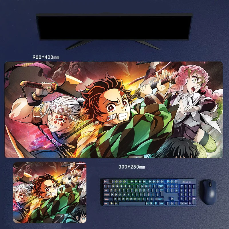 30/60/70/80cm Kamado Tanjirou Anime HD Pattern Desk Mat Rubber Mouse Pads Manga Anime Character Cool Mice Computer Peripherals