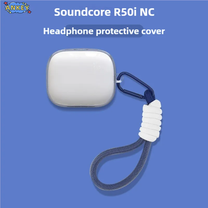 Clear Case for Anker Soundcore R50i NC Protective P30i Transparent TPU Covers Lanyard Bluetooth Earphone Portable Shell
